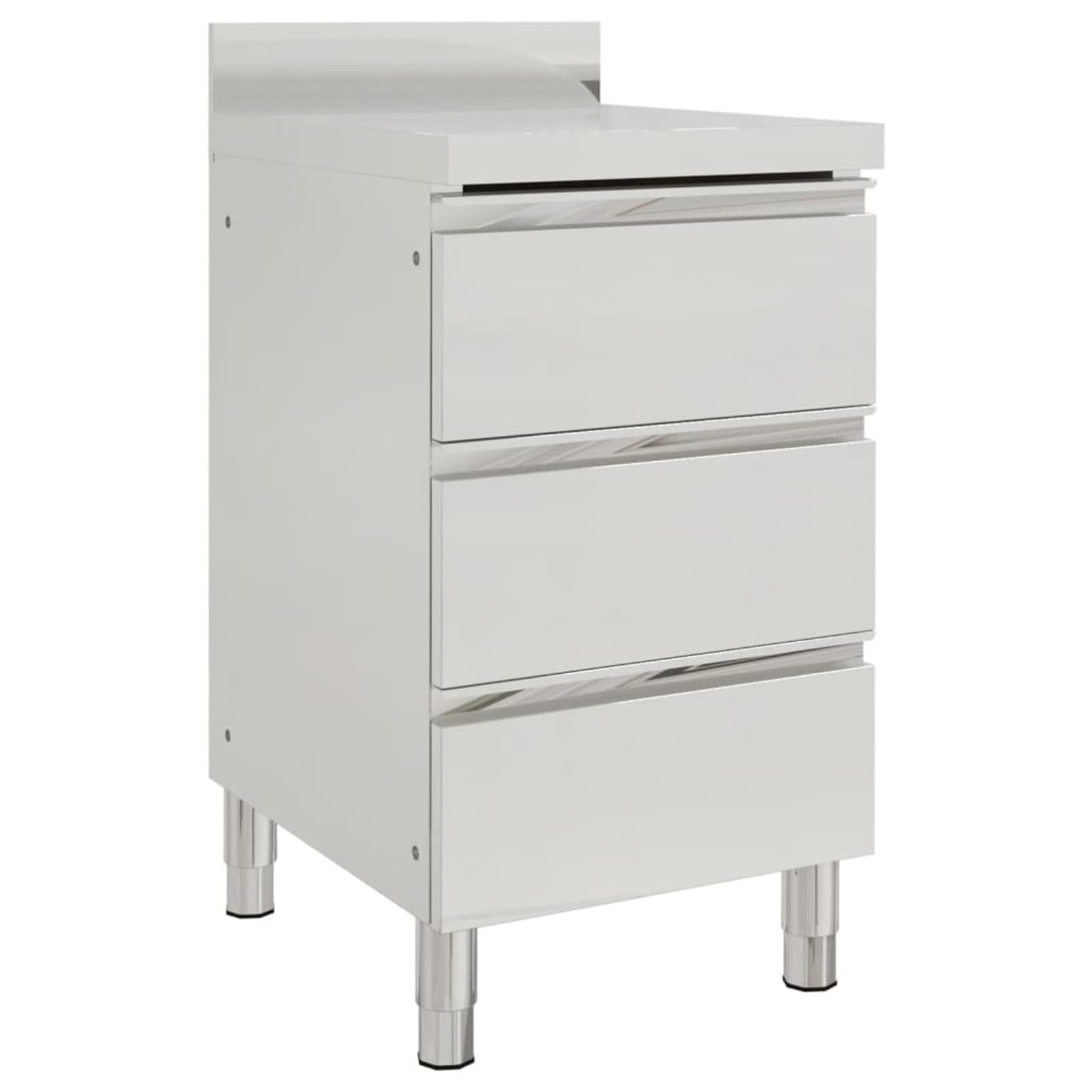 Armario de cocina de acero inoxidable con 3 cajones, alta calidad y resistente a la corrosión, 50 x 60 x 95 – 96 cm, para cocina y gastronomía Model151179
