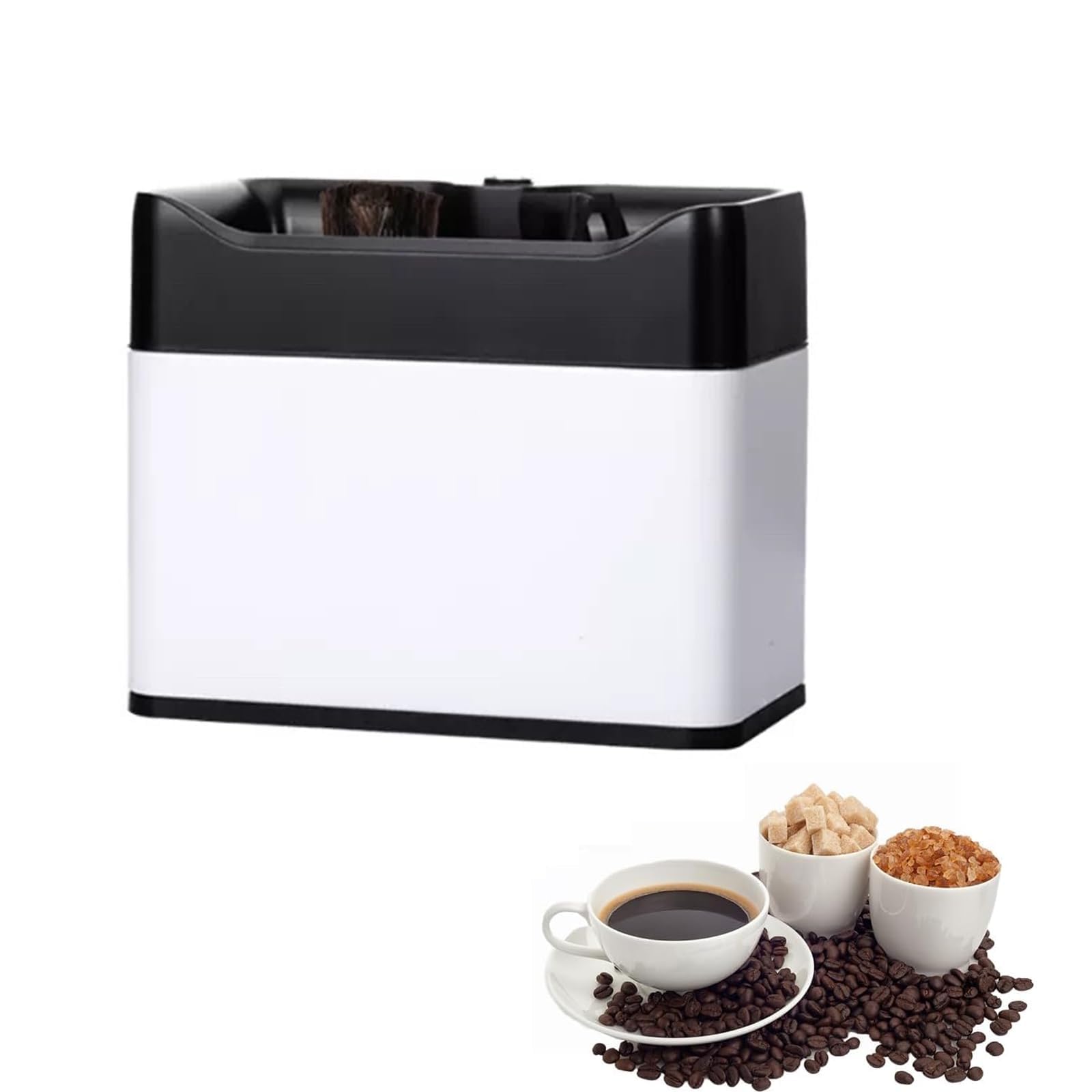 Máquina Automática De Limpieza De Posos De Café, Limpiador De Portafiltro Eléctrico, Rotación De 340 RPM, Limpieza Rápida En 3 S, Cabezales De Cepillo Dobles, con Caja para Posos De Café