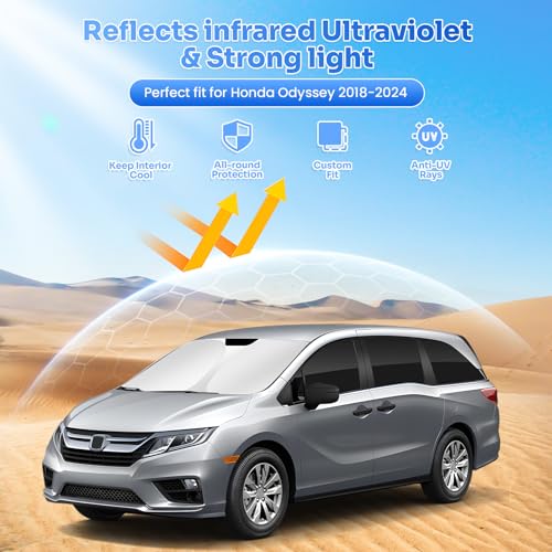 Image of Canvcle Window Shades for 2018-2025 2026 Honda Odyssey Accessories Windshield Sun Shade Side Rear Window Cover Sunshade Sun Visor Shield Privacy Protection for Camping Keep Vehicle Cool Black 8PCS