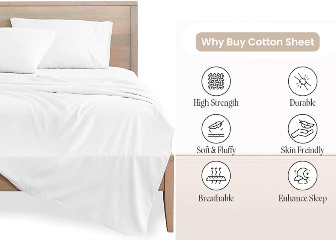 Lenzuola In Cotone Percalle 600 Fili - Set Da 4 Pezzi Per Letto XL Con Tasca Profonda Fino A 40 Cm - 2