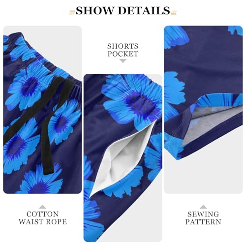 Men's Pajama Shorts Floral Blue Pajama Bottoms Casual Athletic Sleep Shorts with Pockets 23029934