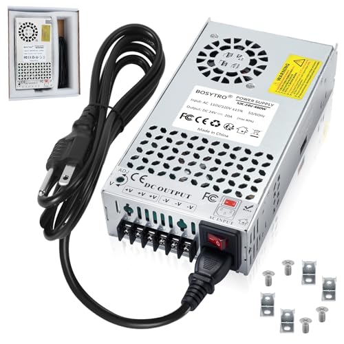 Image of 24V 20A 480W DC Switching Power Supply, Universal Transformers AC110V /220V (SMPS), Upgraded Output Port with Power Cord, 24 Volt Power Supply for 3D Printer, CCTV Camera Security System
