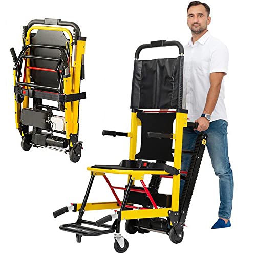 Silla Elevadora EléCtrica Para Escaleras,Silla De Ruedas Plegable Y Liviana Para Subir Escaleras,Silla EléCtrica Para Escaleras Con Orugas Para Ancianos,Carga De AleacióN De Aluminio 160 Kg,Yellow