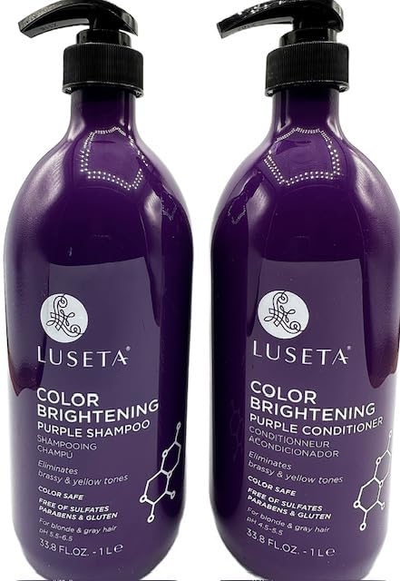 Luseta Color Brightening Purple Champú Acondicionador Duo Pack Set 33.8 oz Botellas Bomba Top Color Seguro Sin Sulfato Sin parabenos ni Gluten