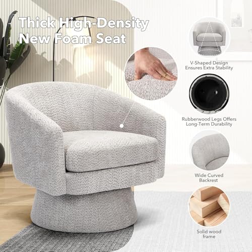 Sillón giratorio moderno de chenilla gris claro miniatura 5