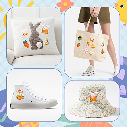 Kirako HOLIDAY 9 Pcs Easter Embroidered Patches Cute Bunny Chick Egg Gnome Cross Sew Iron On Applique Repair Patch Emblem Diy Crafts Projects Gift thumb #5