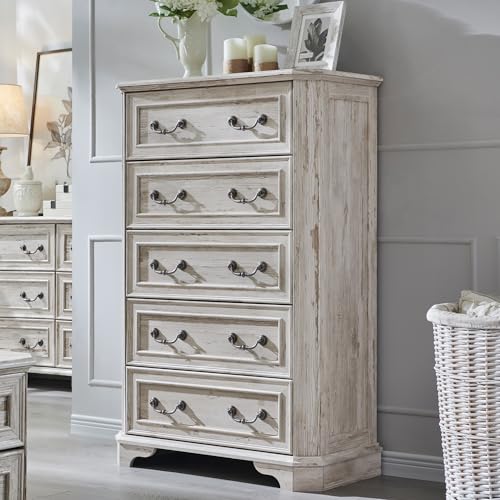 T4TREAM Farmhouse 5 Drawers Dresser for Bedroom, 48