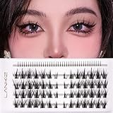LANKIZ Manga Lashes Natural Look Lash Clusters Anime Lashes False Eyelashes Individual Lashes Extensions Korean Makeup Asian Fake Eyelashes, Mink Wispy Fluffy Cluster Lashes for Home use(Cluster-01)