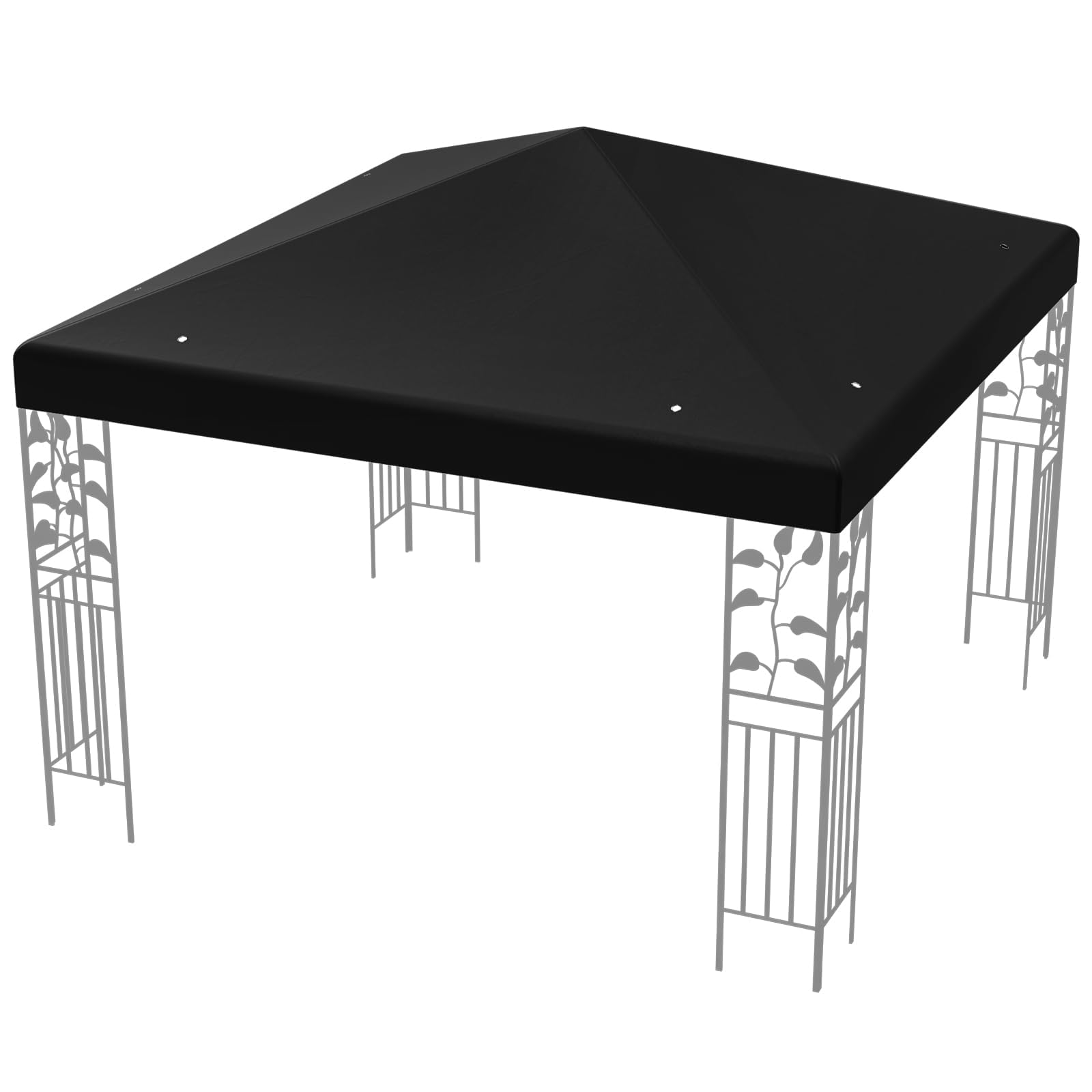 FANTASK Copertura di ricambio per gazebo, 3 x 3 m, con chiusure in, impermeabile e stabile, per gazebo da giardino (nero)