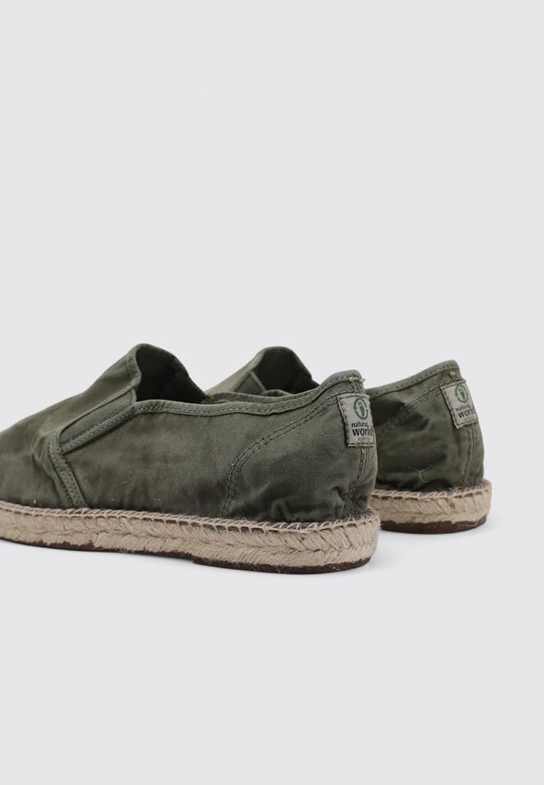 Natural World Espadrillas Vegan Uomo Verdi Cotone Bio Plantare Estraibile Scarpe vegane 44