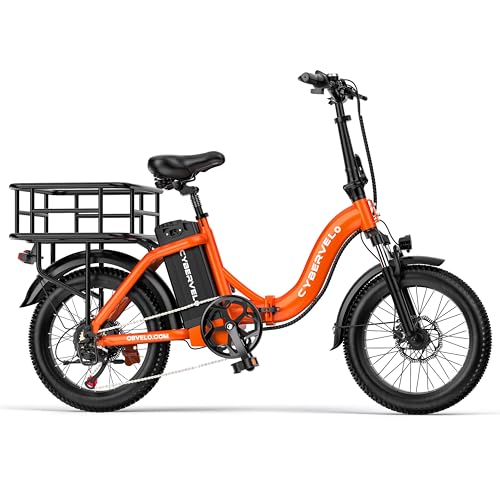 Image of Cybervelo 750W Folding Electric Bike, 48V 20.8AH /50AH Large Removable Battery E-Bike, 80 Miles Max Range, 20 inch Fat Tire Electric Bike for Adults, Adult Electric Bicycles for Commute