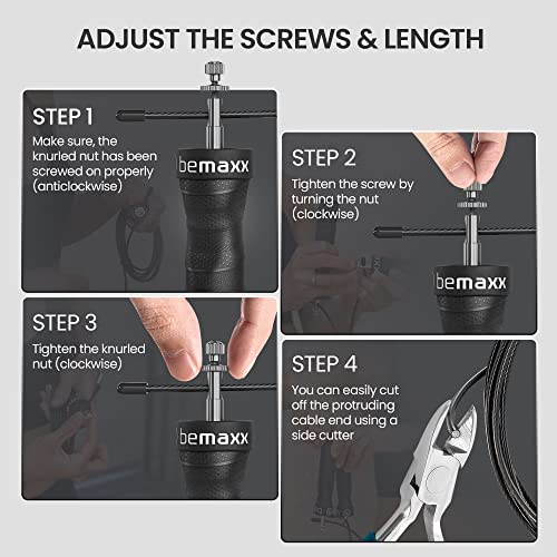 Bemaxx BM-SP1B High Speed Jump Rope + Exercise Guide + 2 Adjustable Replacement Steel Cables & Ergonomic Handles thumb #4