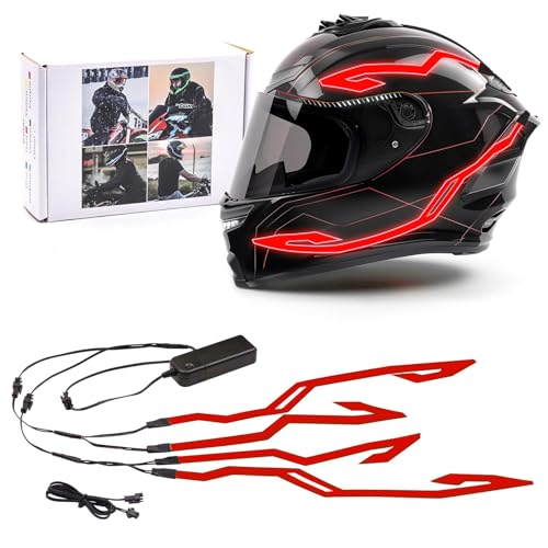 Motorcycle Helmet Light Strip Bar, Cold Light Motorcycle Helmet 4in1 Waterproof LED Sticker Kit for Helmet DIY Night Signal Light (Red)
