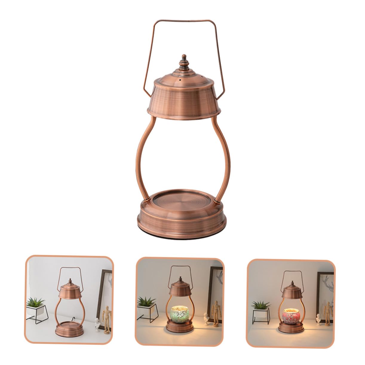 SOLUSTRE Retro Wachsschmelzlampe aus Legierung Dimmbarer Kerzenschmelzer für Schlafzimmer und Büro Flammenlose Duftlampe mit 220v für Starke und Saubere Aromen