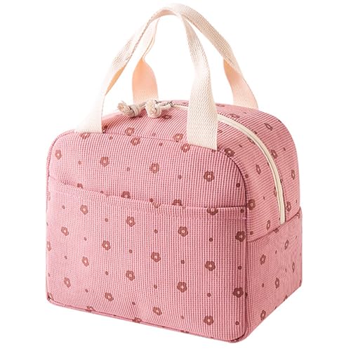 FOSDICK Bolsa Termica Porta Alimentos, 26x21x18cm Bolso Termico Comida Trabajo, Bolsa Comida para Mujer, Portátil Lunch Bag para Adultos, Ideal para Viajes y Picnics