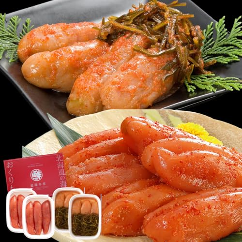丸鮮道場水産 北海道産の明太子2味食べ比べセット| 国産 高級 減塩 添加物無添加 北海道直送 ギフト 鱈子 魚卵 480g(各120g×2個)