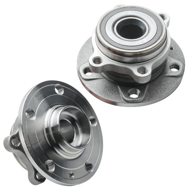 Image of Detroit Axle - Front Wheel Bearing Hubs Brake Kit for Volkswagen Jetta Golf Eos Audi Rabbit A3 Quattro, Drilled and Slotted Brake Rotors Ceramic Brake Pads Wheel Bearing Hubs Replacement