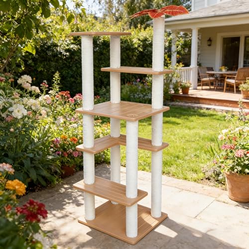 MAOHEGOU Tall Cat Tree for Outdoor and Indoor Cats Weatherproof Large Outdoor Cat Tree Tower with Scratching Posts