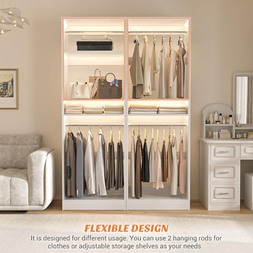 Unikito Freestanding Closet System, 25” Closet Organizer Wardrobe with Hanging Rods & Shelve, Adjustable Clothes Garment Rack, Sturdy Walk in Closet Tower, Easy Assembly, 25" W x 16" D x 80" H, White - Image 6
