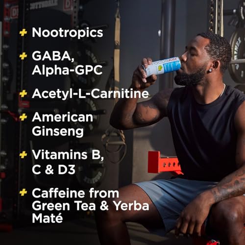Image of FOCUSAID Energy Blend, Brain Boosting Nootropics Drink, Alpha-GPC, GABA, B-Complex, Yerba Mate, Green Tea, 100% Clean, 100mg Natural Caffeine, 12-oz. can, 12 Pack