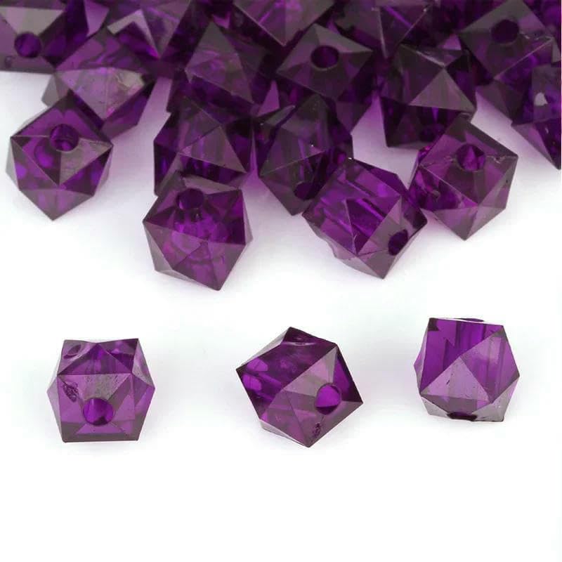 500 g 10 mm cuentas acrílicas cuadradas transparentes DIY Caja de pañuelos de cuentas sueltas de mano Medias aproximadamente 1100 cuentas - Morado oscuro - 10 mm