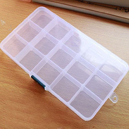 Sannysis(TM) 1PC Useful Storage Case Box Holder Container Pills Jewelry Nail Art Tips (15Grids)