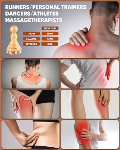 ONUEMP Cellulite Massage Tool, Wood Therapy Massage Tools Lymphatic Drainage Massager, Maderoterapia Kit Colombiana Lipedema Massagers Meridian Brush for Fascia Release, Body Sculpting