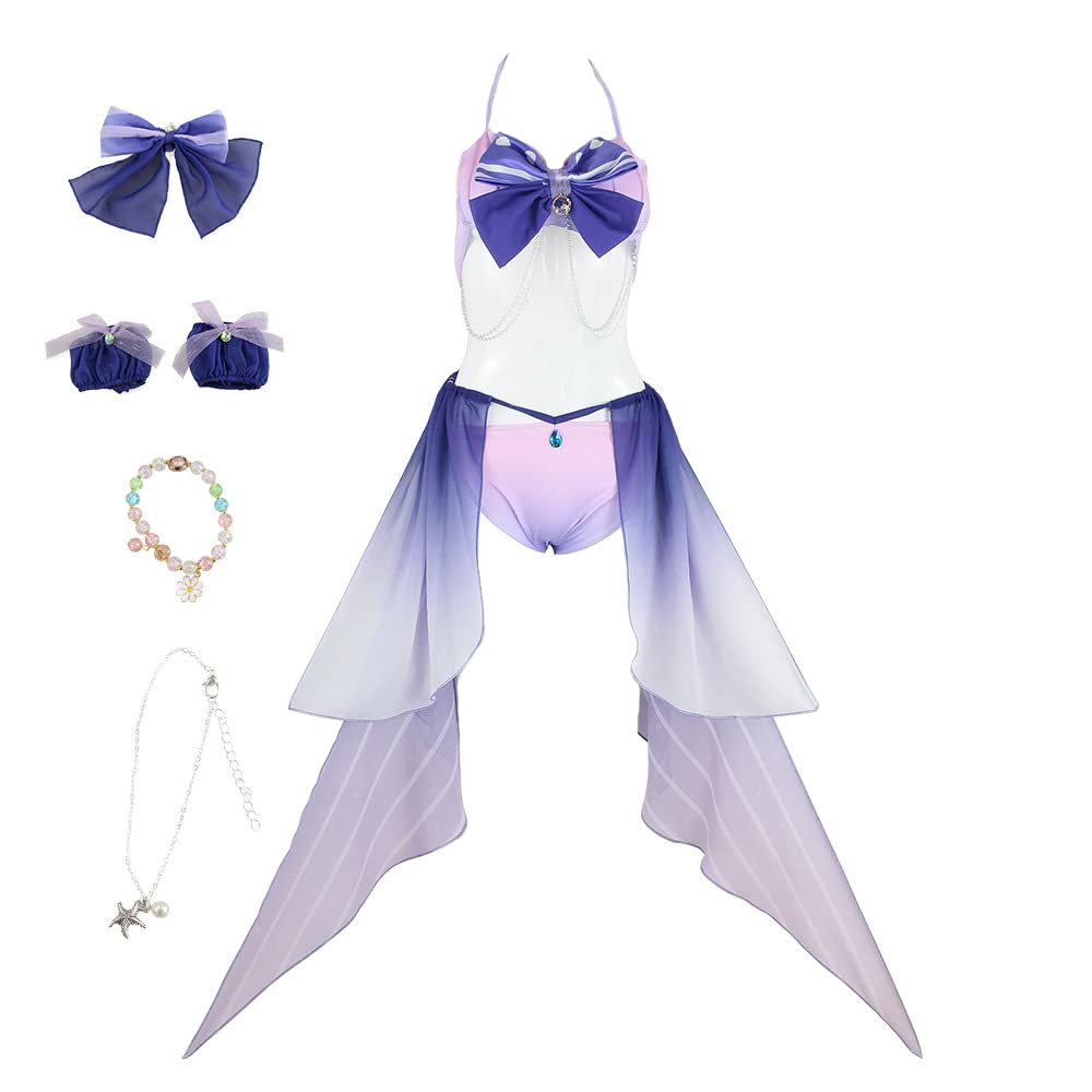 Sangonomiya Kokomi Cosplay Swimsuit, Game Genshin Impact Bathing Suit One-Piece Swimwear(M, Sangonomiya Kokomi)