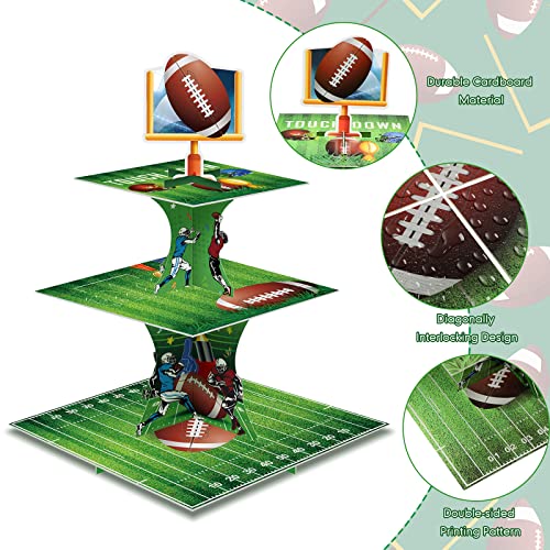 Tiamon Football Bowl Party Decoration Football Cupcake Stand 3 Tier Dessert Tower Soccer Bowl Sports Stadium Decor Mini Cake Stand for Kids Boys Teenagers Sport Party Supplies - Image 5