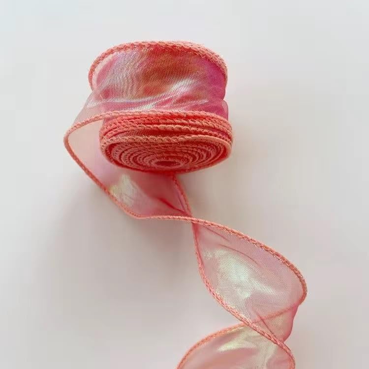 Nastro Nastro di seta Nastro di seta chiffon semitrasparente da 4 cm * 20/50 yard for confezioni regalo bouquet di fiori nastro da imballaggio for la lavorazione nastro di chiffon for fiori(Red,50)