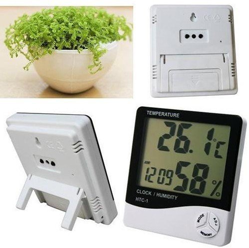 SEAHAVEN Humidity Time Display Meter with Alarm Clock, Wall Mount or Table Top,(Black and White) 2