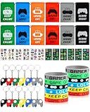 xbox game party chat Videospiel Party Mitgebsel: 12 x beutel mit kordelzug, 12 x silikonarmbänder, 12 x schlüsselanhänger, 12 x leuchtende temporäre tattoos. Klassische farben und einzigartiges design werden die aufmerksamkeit von spieleliebhabern auf sich ziehen, ideal für kinder und erwachsene.