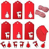 [Fácil de usar] Las etiquetas de regalo de Navidad están perforadas y son fáciles de usar. La etiqueta de papel kraft está en blanco, por lo que puede escribir sus deseos navideños.