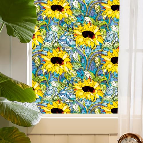 Vinilo decorativo para ventana con diseño girasol 15.7x40 in miniatura 1