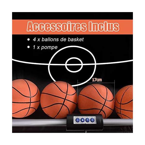 DREAMADE Jeu de Basketball Arcade Électrique avec 2 Paniers, Jeu Basket Double Intérieur et Extérieur Interactif à 8 Options des Jeux, Table Basket Pliant avec LED Score, en Acier Résistant 51z+wbhonwL. SS600