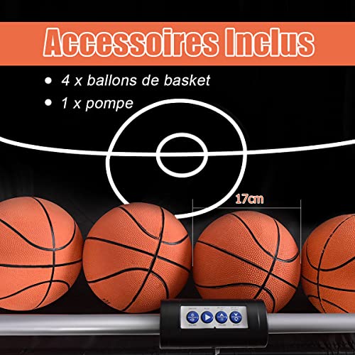 DREAMADE-Jeu-de-Basketball-Arcade-Electrique-avec-2-Paniers-Jeu-Basket-Double-Interieur-et-Exterieur-Interactif-a-8-Options-des-Jeux-Table-Basket-Pliant-avec-LED-Score-en-Acier-Resistant DREAMADE Jeu de Basketball Arcade Électrique avec 2 Paniers, Jeu Basket Double Intérieur et Extérieur Interactif à 8 Options des Jeux, Table Basket Pliant avec LED Score, en Acier Résistant – Image 7