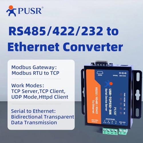 Image of RS485 RS232 RS422 to Ethernet Modbus RTU to TCP Modbus Gateway Serial to Ethernet Bidirectional Transparent Data Transmission Watchdog Protection USR-TCP232-306
