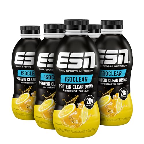 ESN ISOCLEAR Protein Clear Drink RTD, Lemon Iced Tea, 8 x 500 ml, trinkfertiger Protein-Drink - fruchtig, klar und erfrischend, geprüfte Qualität