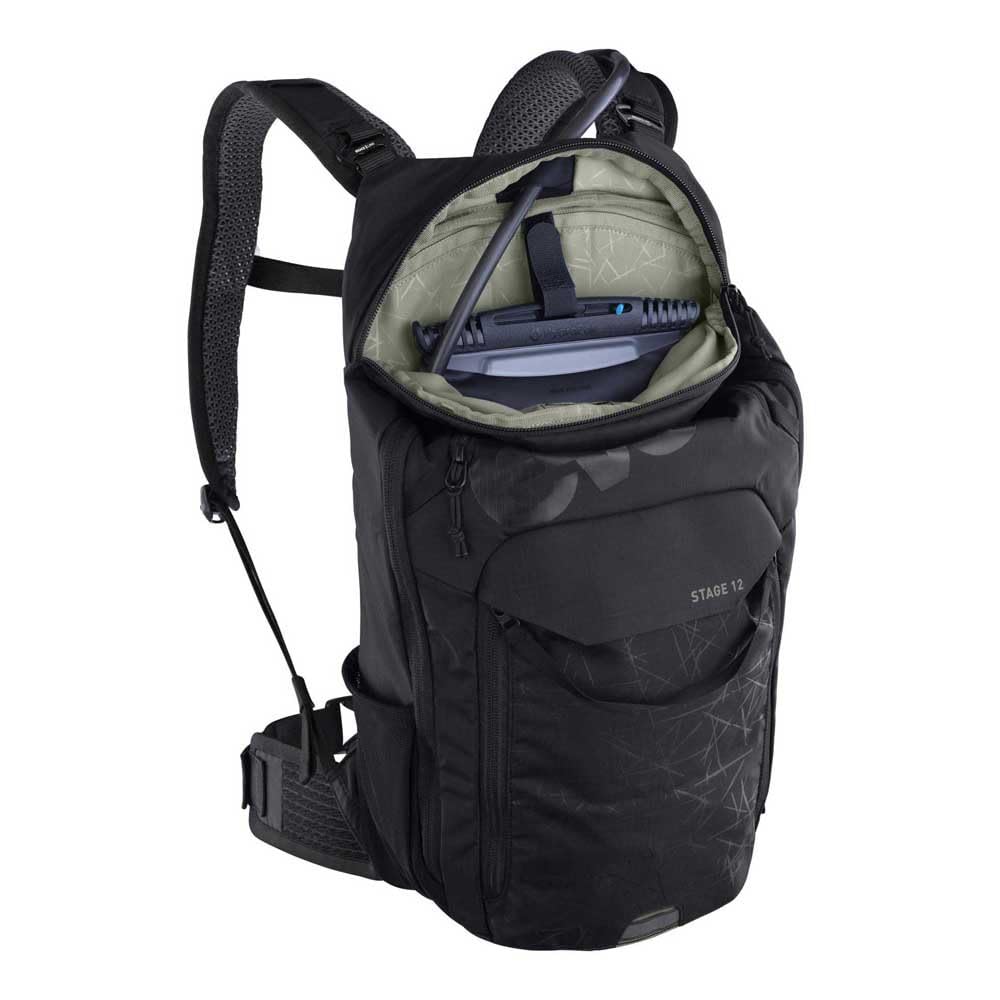 EVOC STAGE 12 sac à dos technique à la journée pour les activités de plein air (système AIR FLOW CONTACT, bretelles réglables, compartiment à outils avec accès rapide, poche à eau)
