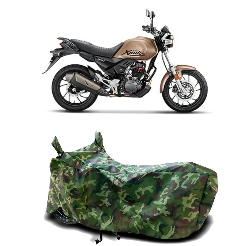 Image of DUFFEL-100% Heat Protection Two Wheeler Bike /Scooty Body Cover for Hero Xpulse 200T Water Resistance /UV-Rays /Birds Dropping /Scratchproof /Dust Proof /Waterproof[Green Jungle Print]