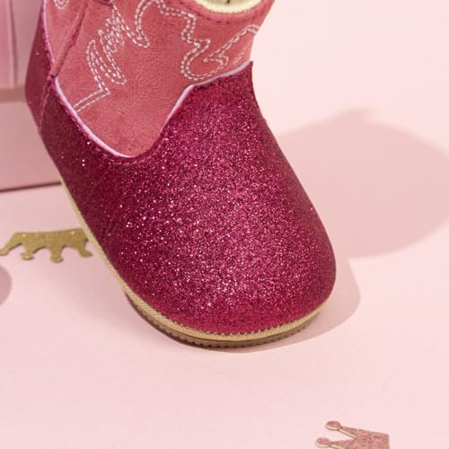 Image of Meckior Baby Girls Cowboy Tassel Boots Side Zipper Moccasins Soft Bottom Non-Slip Toddler Shoe