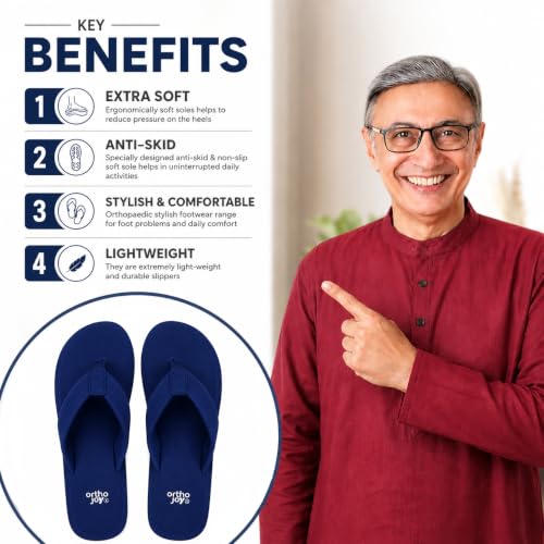 Image of ORTHO JOY Men Doctor Ortho slippers | Extra Soft comfortable and stylish flip flop slippers for Men in exciting colors |Lightweight | Anti Skid | Daily Use Chappal