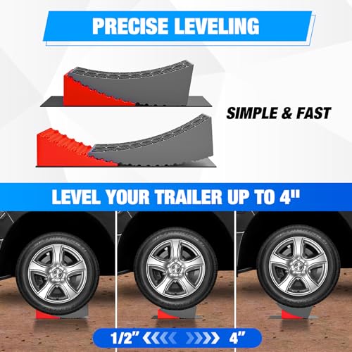 Image of Nilight RV Levelers with Wheel Chocks - Red, 2-Pack