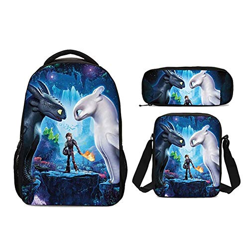TREES 3 Set Dibujos Animados de niños Mochila Escolar Cómo Entrenar a tu dragón Modelo