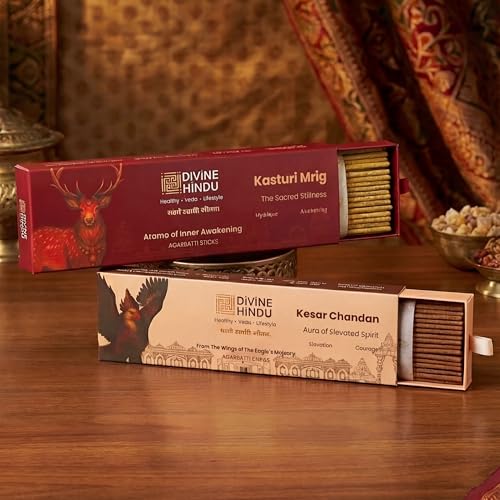 Divine Hindu Natural Kesar Chandan & Kasturi Mrig Incense Sticks ...