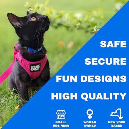 Travel Cat Harness and Leash Set - Adjustable Fit Mesh Cat Harness and Reflective Strap - Comfort Walking Vest for Kitten for Outdoor Walking, Hiking (Large) by The Fat Cat - Image 4