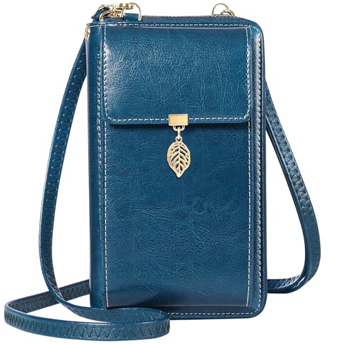 HUANLANG Small Crossbody Phone Bags for Women Leather Cell Phone Purse Wallet RFID Blocking Ladies Shoulder Bag Credit Card Slots Lightweight Crossbody Bag