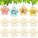 COCHIE Wooden Spring Photo Frame Ornaments Crafts to Paint for Craft Home Classroom Decorations, 10 Pcs Spring Flowers Picture Frame Hanging Ornament Craft for Painting (Flower)