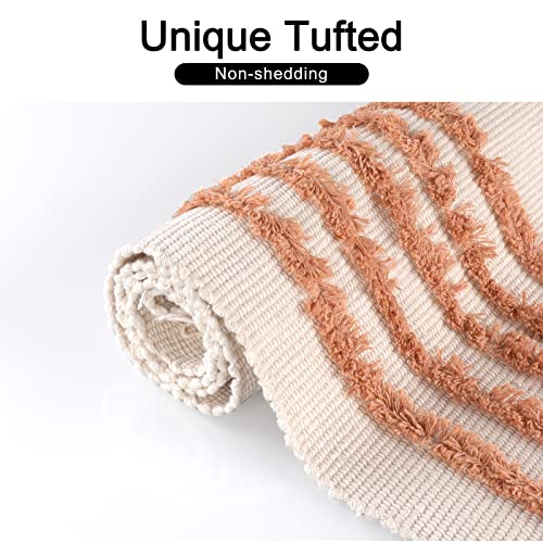 Ailsan Boho Runner Rug 2'X4.3 Machine Washable Bedroom Rug Cotton Woven Tufted Area Rug With Tassels Kitchen Runner Rug Bohemian Fringe Accent Rug For Bathroom Hallway Entryway Doorway #TOP1