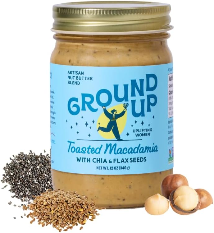 Cashew & Coconut Nut Butter - Toasted Macadamia Nut With Chia Seeds & Flax Seed - Peanut-Free, Dairy-Free, Gluten-Free, Vegan - 1 Jar 12oz